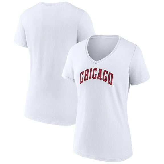 Women's White Chicago Bulls Alternate Logo V-Neck T-Shirt