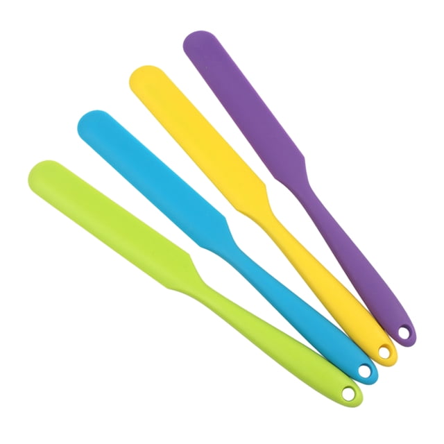 Naiovety Agitador de mantequilla de maní de 4 piezas, raspador de tarro de silicona seguro y duradero, espátula para pastel fácil de limpiar Herramientas y accesorios para hornear multicolores 3
