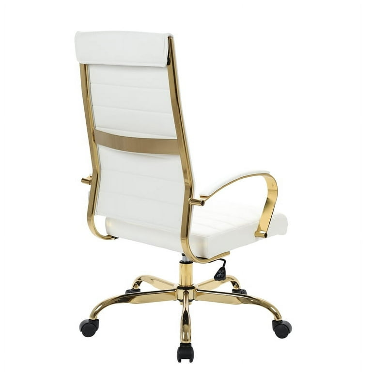 Scranton Co Modern Faux Leather Steel High Back Office Chair in White Gold