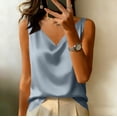 thumbnail image 5 of LWavelet Women's Asymmetrical Button Detail Sleeveless Blouse – Linen Blend Casual Work Top Navy L, 5 of 5