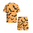 thumbnail image 5 of Pajamas for Men Halloween Funny Bats Print Mens Pajama Shorts Set Lightweight Summer Sleepwear 2 Piece, 5 of 7