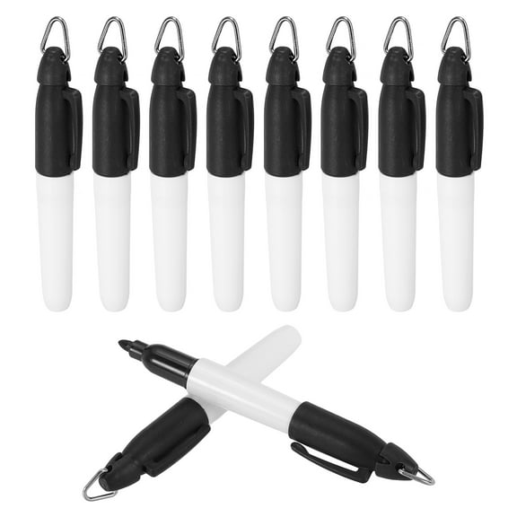 Uxcell 50 Pcs Mini Permanent Markers with Clips Golf Ball Markers Pen Badge Ink Pens for Home Office Sports, Black