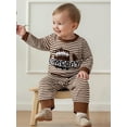 thumbnail image 4 of Loicainy Baby Toddler Boys Autumn 2Pcs Pants Outfits Sets 3 6 12 18 24 Moths 2T 3T Long Sleeve O Neck Rugby Embroidery Tops Striped Pants Clothes Sets, 4 of 9