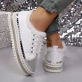 thumbnail image 2 of Women's Platform Fuzzy Casual Shoes Comfortable Plush Rhinestone Lace Up Sneakers Slip On Fluffy Winter Shoes Beige Size 7, 2 of 7