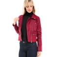 thumbnail image 5 of Made by Olivia Women's Long Sleeve Zipper Closure Moto Biker Faux Leather Jacket, 5 of 7