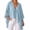 Blue, variant on Women Solid Color Crinkle Linen Poncho Top Tie Front V Neck Batwing Sleeve Breathable Blouse Light Beach Cover Up