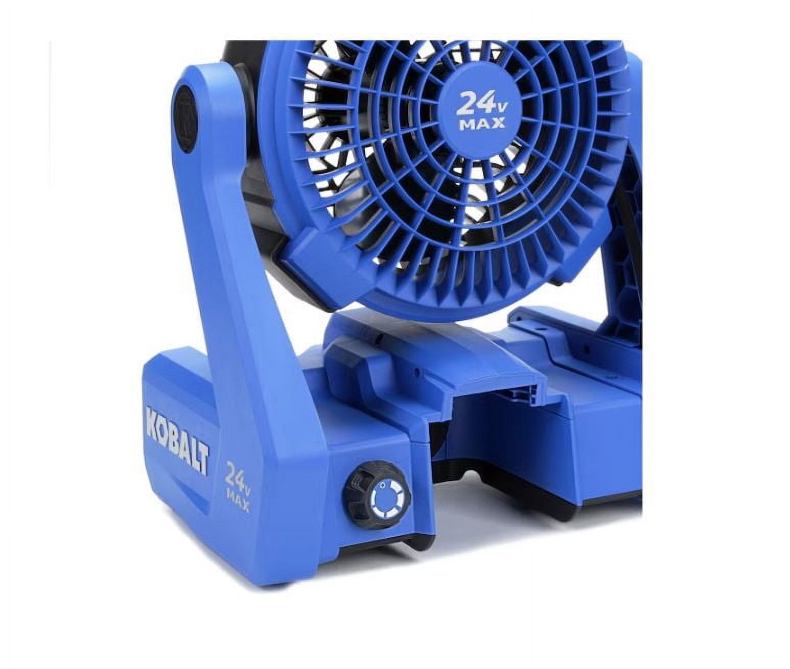 Kobalt 7-in 24-Volt 5-Speed High Velocity Indoor/Outdoor Blue Personal Fan (Battery and Charger Not Included)