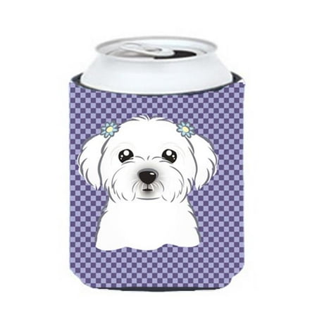 

Purple Checkered Maltese Can or Bottle Hugger