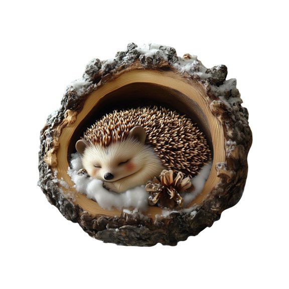 Clearance Under $2 Sleeping Hedgehog Christmas Ornament, 2D Acrylic Cute Animal Hanging Decor for Tree Wreath and Holiday Display, Style C
