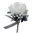 thumbnail image 1 of Broche de boda Artificial Sunnimix Boutonniere Corsage Broche Pin Gris blanco y plateado, 1 of 8