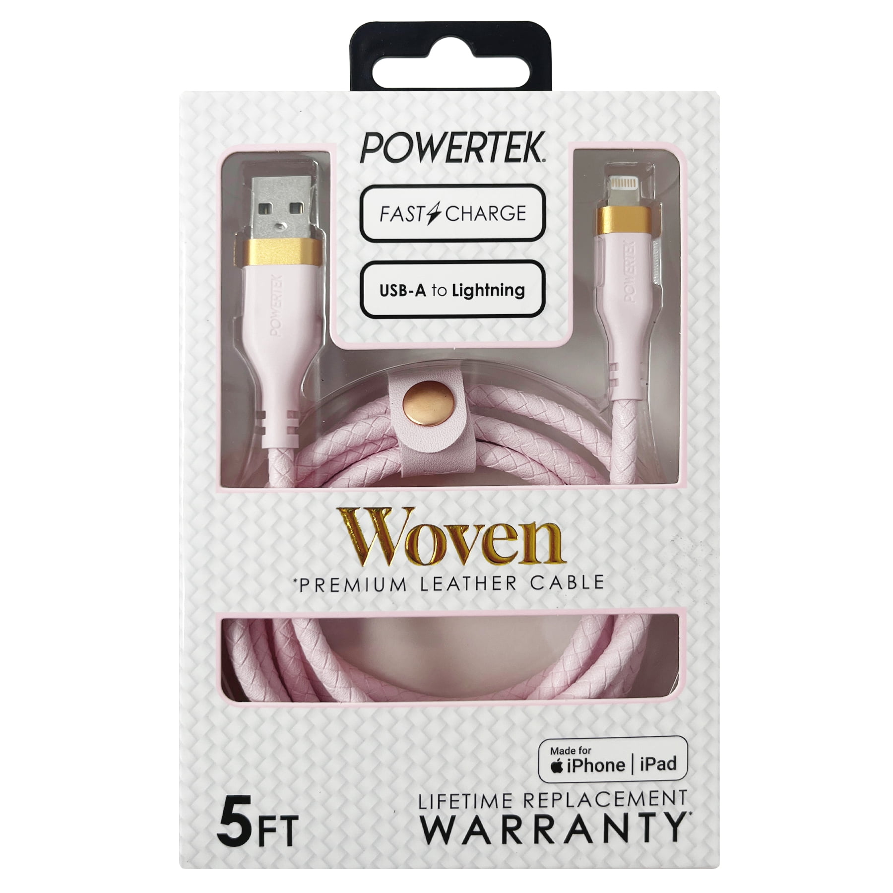 Liquipel Powertek Woven USB-A to Lightning - Pink