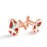 Watermelon Elegant Mens Cufflinks Set, Made of Stainless Steel, Suitable for Formal Attire, for Weddings and Business Meetings