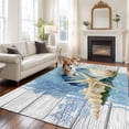 thumbnail image 2 of Blue Coastal Starfish Area Rugs 5'x7', Small Throw Rugs for Laundry Room Playroom, Vintage Wooden Nautical Coral Summer Indoor Outdoor Rug Non-Slip Low Pile Carpet Runner Reversible Floor Mats, 2 of 8