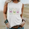 thumbnail image 2 of Women's Tank Tops with Floral Prints Graphic Easter T Shirts Loose Fit Crew Neck Casual Summer Tees Tanks (M, White 01), 2 of 4