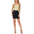 thumbnail image 2 of INSPIRE CHIC Women's Christmas Shiny Party Holographic Sleeveless Slim Fit Metallic Cami Top XL Light Gold, 2 of 6