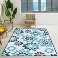 thumbnail image 3 of Crawling Indoor Carpet Play Mat Turquoise Teal Flower for Living Room Bedroom Educational Nursery Floor Mat Area Rugs 60x39in, 3 of 6
