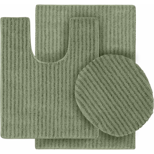 Garland Rug Sheridan 3 Piece Nylon Washable Bath Rug Set Deep Fern