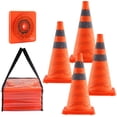 thumbnail image 1 of VEVOR Safety Cones, 4 Pack 18 inch Collapsible Traffic Cones, Construction Cones with Reflective Collars, Wide Base and A Storage Bag, for Traffic Control, Driving Training, Parking Lots, 1 of 9