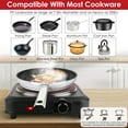thumbnail image 6 of Moclever 1000W Electric Hot Plate, Electric Infrared Single Burner Portable Countertop Burner with 7.5” Glass Cooktop Stepless, Black, 6 of 13