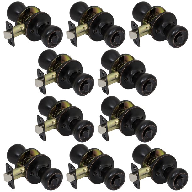 10 Pack of ProGrade Classic Privacy Bed Bathroom Door Knobs Handles