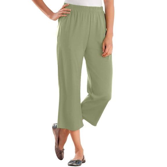 Woman Within Plus Size Petite 7-Day Elastic-Waist Stretchy Knit Capri