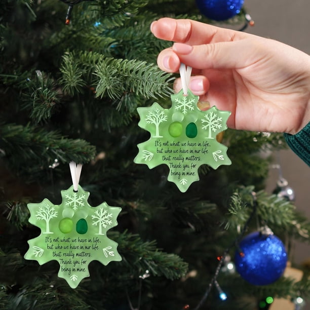 Adornos navideños de cristal marino | Colgantes hechos a mano con forma de copo de nieve | Regalo de recuerdo de amistad | Decoración navideña acrílica 2D para el hogar