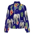 thumbnail image 5 of Jackets for Women Winter Coat Jackets Flannel Stand Collar Jacket(Elephant Parrot Floral Navy Print,Size:S-4XL), 5 of 7
