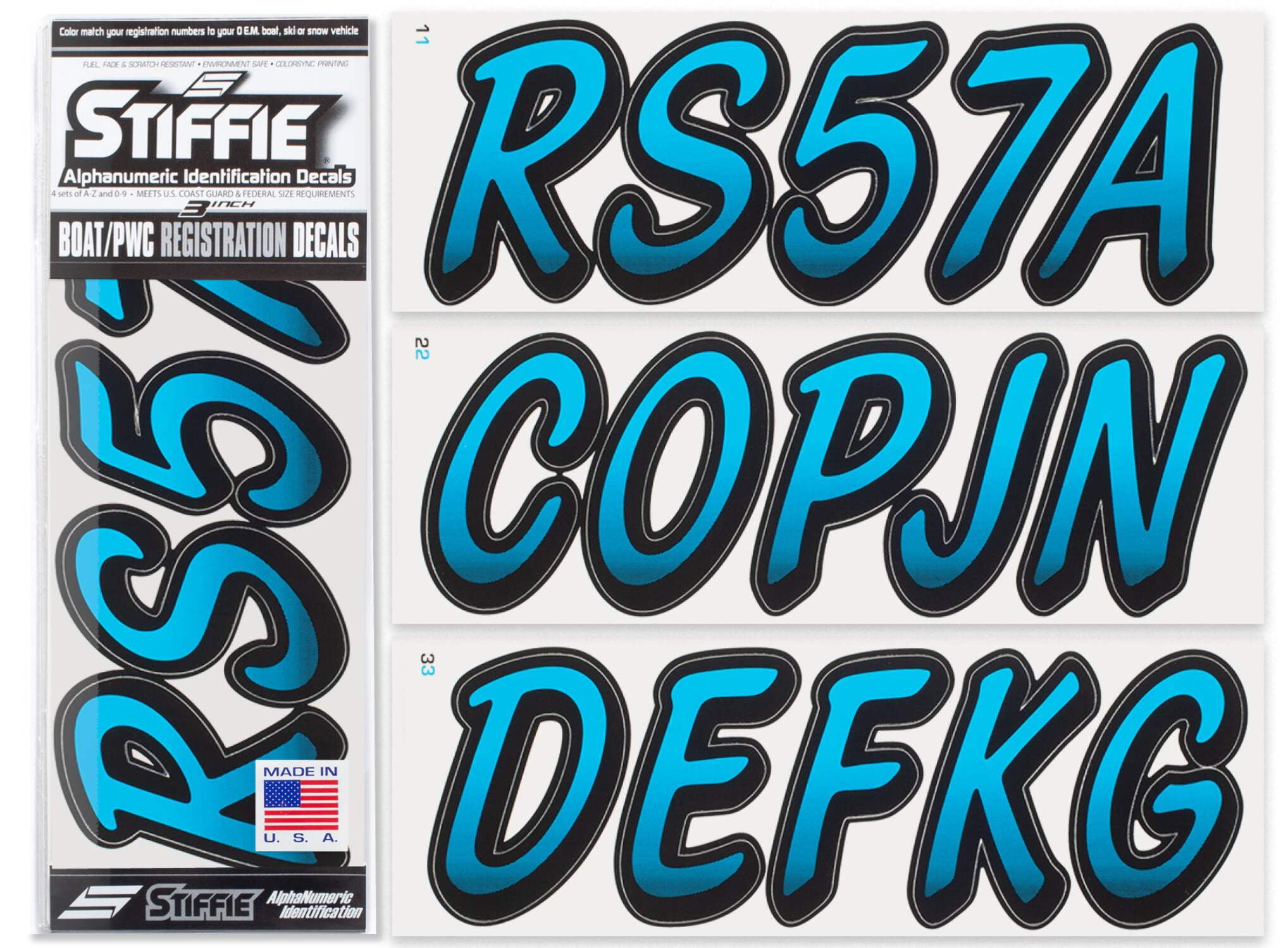 STIFFIE Shift Black SUPER STICKY 3\" Alpha-Numeric Identification...