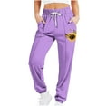 thumbnail image 2 of Makaor Joggers for Women with Pockets Baggy Drawstring Loose Sweatpants with Elastic Waist Purple S, 2 of 5