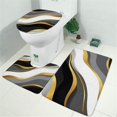 thumbnail image 2 of Black White Gold Wave Marble Bathroom Rugs Sets 3 Piece,Toilet Cover Set,Absorbent Non Slip Bathroom Mats Sets with U-Shaped Contour Rug Toilet Rug Set, 2 of 5