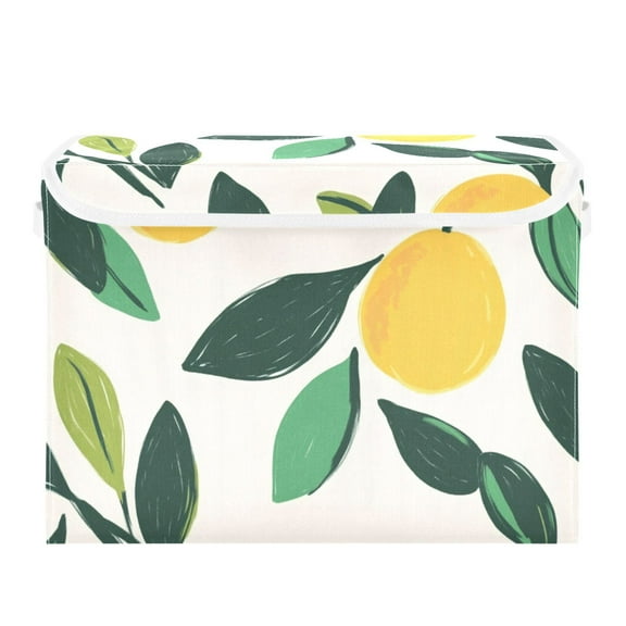 Lemon Simple Chart Large Storage Bins with Linen Collapsible Lid Storage Box 16.7 x 12.6 x 11.8in