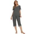 thumbnail image 3 of Unique Bargains Womens Pajama Set Round Neck with Capri Pants Pjs Lounge Sleepwear Sets, 3 of 5