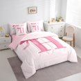thumbnail image 4 of Manfei Letter H Monogrammed 7-Piece Twin Bedding Sets,Cute Cartoon Bowtie Bedding Comforter Set,Pink Bow Tie Sheet Sets For Girls Kids,Microfiber Room Decorative Reversible, 4 of 9