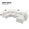 thumbnail image 2 of Modern Modular Cloud Sofa Bed 130 Inch, 6 Seat Chenille Sectional Couch with Ottoman, Convertible U Shaped Sleeper Sofa for Living Room, Multi-Functional, Beige, 2 of 12