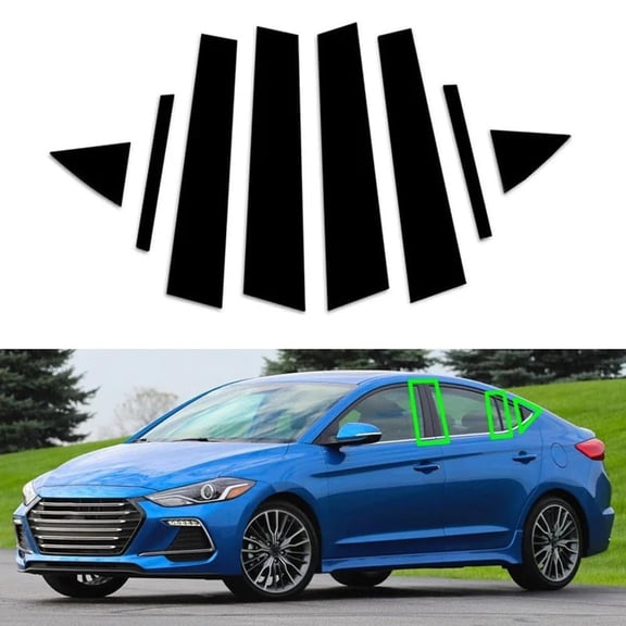 Acaigel 8pcs Glossy Black Door Trim Window Pillar Posts For Hyundai Elantra 2017-2020