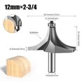 thumbnail image 2 of 1pc 12mm Shank Corner Round Over Router Bit With Bearing Tungsten Carbide Milling Cutter Woodworking Tools ,Great Multi-Purpose Application, 2 of 4