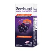 Sambucol Black Elderberry Immune Support Effervescent Tablets, Vitamin C and Zinc, 15 Count