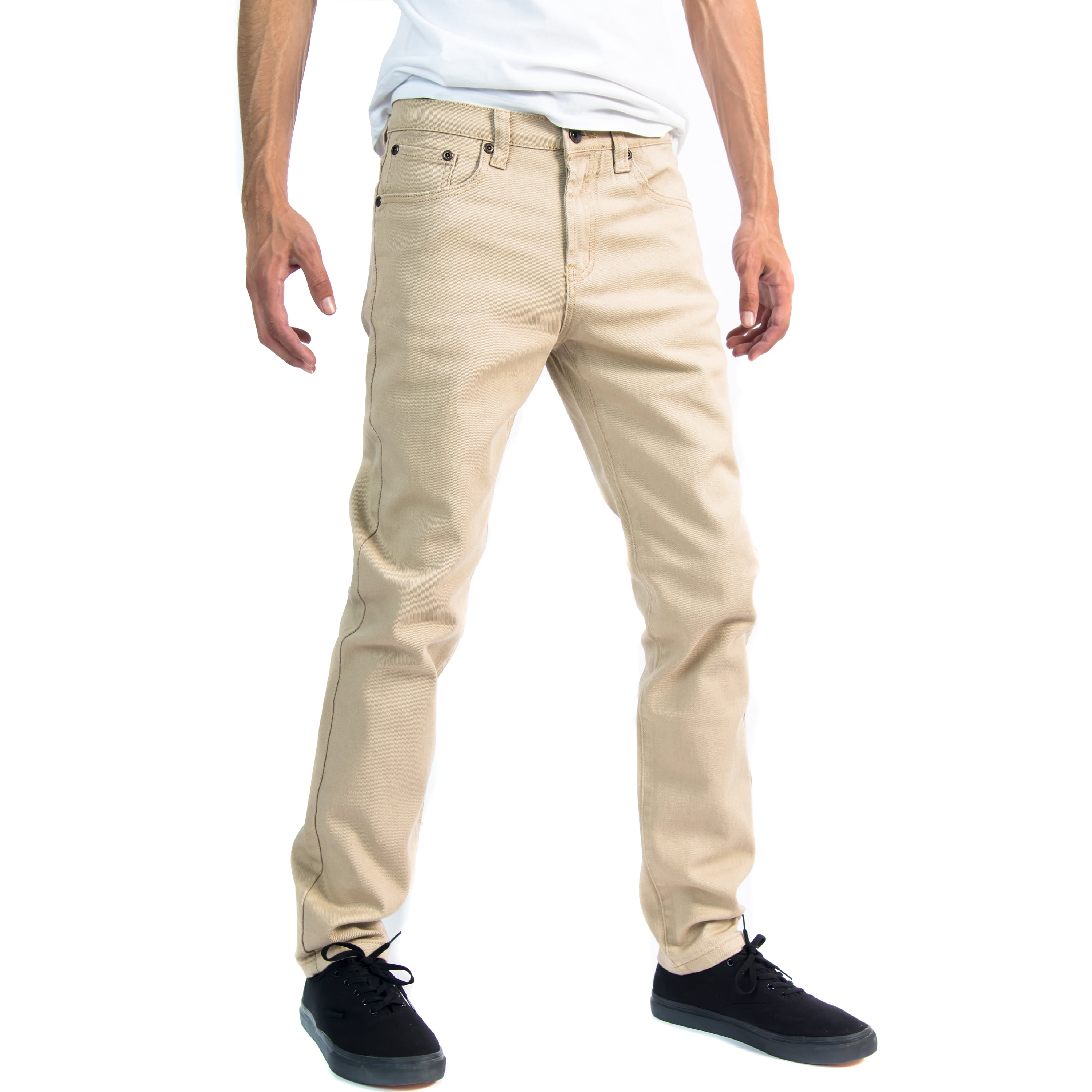 Essentials Men's Slim-Fit Casual Stretch Khaki, Black Size 42W x 32L 