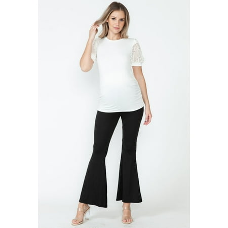 

Women s Maternity Top with Lace Balloon Sleeves