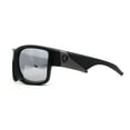 thumbnail image 3 of Mens Classic Thick Plastic Horn Sport Sunglasses Matte Black Silver Mirror, 3 of 4