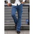 thumbnail image 4 of Reppunk Men's Classic Blue Carpenter Flare Cargo Jeans, Multi-Pocket Utility Work Denim Pants, Business Casual Stretch Straight Bootcut Trousers for Office Daily Wear, 4 of 7