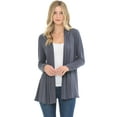 thumbnail image 1 of Pastel by Vivienne Women's Long Sleeve Jersey Cardigan Cement Large, 1 of 3
