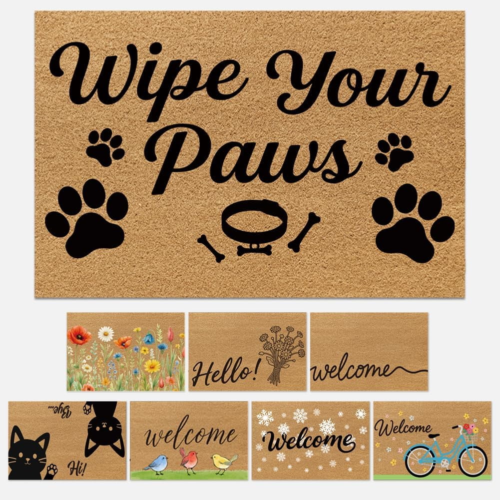 1Pcs Coir Door Mats Outdoor Welcome Matt Front Door Mat Door Mats for Outside Entry Non-Slip Bicycle Design Doormat for Indoor Outdoor