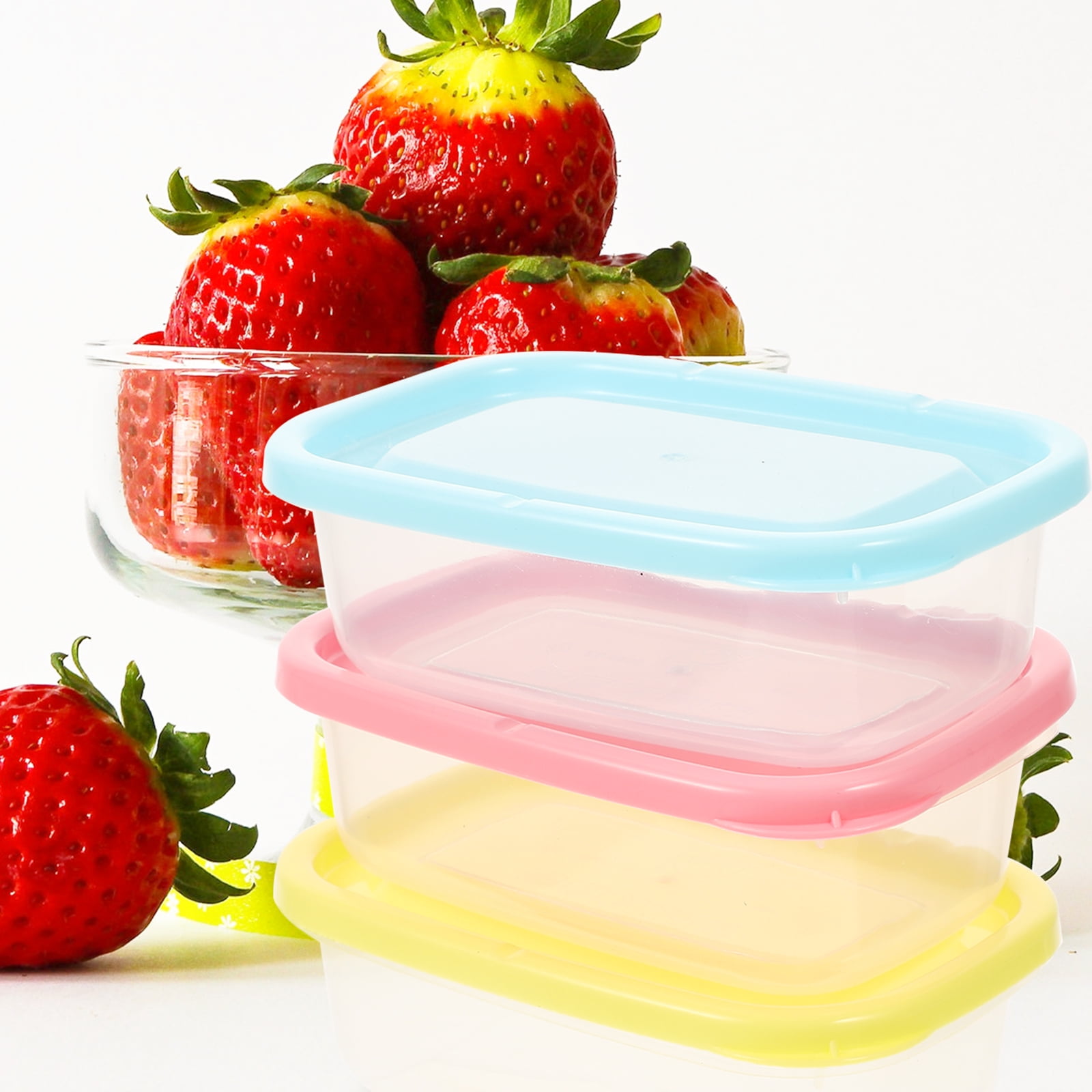 Frcolor 24pcs Small Freezer Boxes Reusable Freezer Food Containers Portable Food Boxes Refrigerator Containers, Size: 6.5X6.5X4CM