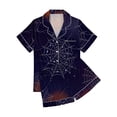 thumbnail image 4 of CQXIDFH Women's Halloween Pajamas Set with Spider Print, Cute 2-Piece Button-Down Sleepwear, Short Sleeve Lounge Set with Elastic Shorts, Spooky Holiday Nightwear, 4 of 6