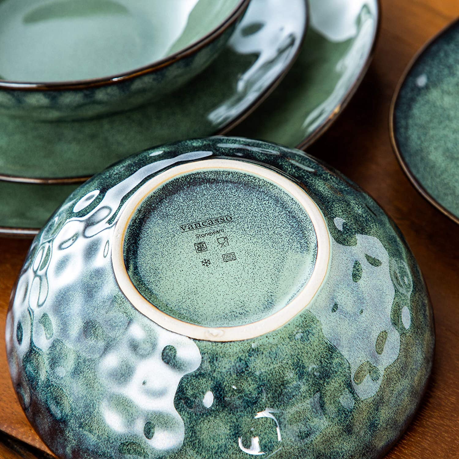Details about   vancasso Starry Dinnerware Set 12-Piece Glazed Stoneware Round Bowl & Plate Set 