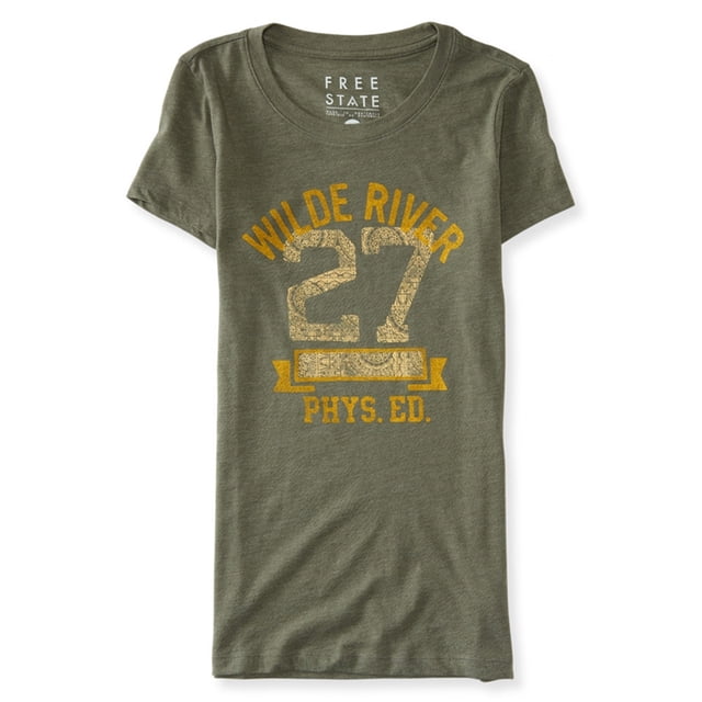 Camiseta gráfica Aeropostale Wilde River para mujer verde mediano