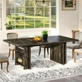 thumbnail image 3 of Fnova 62.99" Rectangular Dining Table for 4-6 People, Farmhouse Wood Kitchen Table with Side Storage Shelves, Heavy Duty Legs, Easy to Assemble, 3 of 18