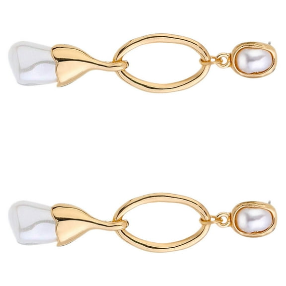 Raindrops Stylish Retro Pearl Beads Earrings with Baroque Design for Any Occasion 1 Pair Golden