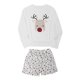 thumbnail image 1 of Mujer Navidad Otoño Invierno Nuevo Reno Estampado Ocio Manga larga Traje navideño Manga larga Cuello redondo Top / Conjunto de camisa Pompotops  qwe24160, 1 of 8